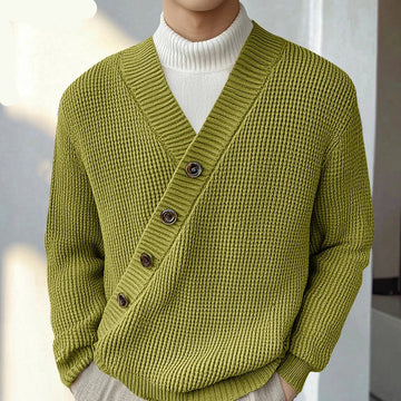 AIDASE  -  Autumn Stylish Men Tops Hot Sale Texture Diagonal Sweater Casual Streetwear Solid V-neck Long Sleeved Sweater S-5XL 2024 aidase-shop